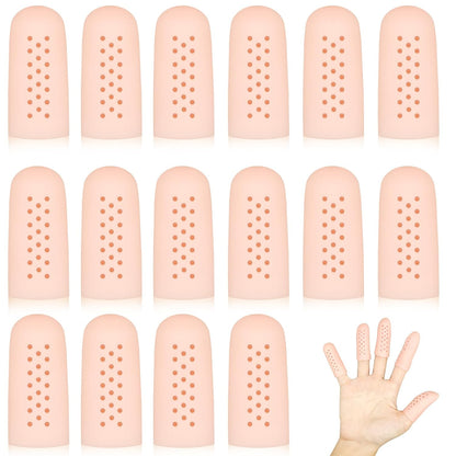 20Pcs Gel Finger Cots Thumb Protector, Silicone Finger Sleeves Cover Protection Tips, Finger Gloves Caps Protectors for Wounds Hand Eczema Arthritis Cracking (Nude)