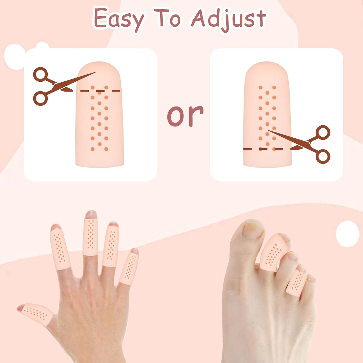 20Pcs Gel Finger Cots Thumb Protector, Silicone Finger Sleeves Cover Protection Tips, Finger Gloves Caps Protectors for Wounds Hand Eczema Arthritis Cracking (Nude)