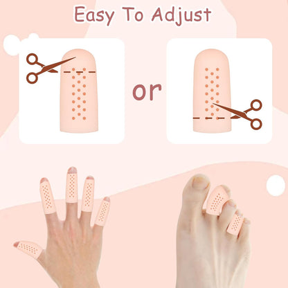 20Pcs Gel Finger Cots Thumb Protector, Silicone Finger Sleeves Cover Protection Tips, Finger Gloves Caps Protectors for Wounds Hand Eczema Arthritis Cracking (Nude)