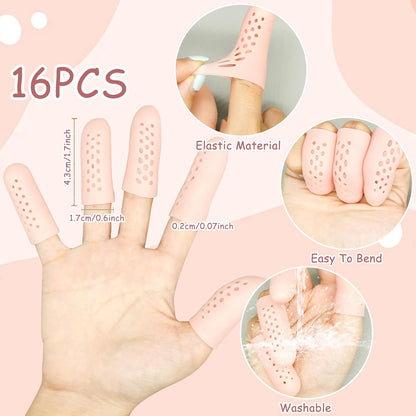 20Pcs Gel Finger Cots Thumb Protector, Silicone Finger Sleeves Cover Protection Tips, Finger Gloves Caps Protectors for Wounds Hand Eczema Arthritis Cracking (Nude)