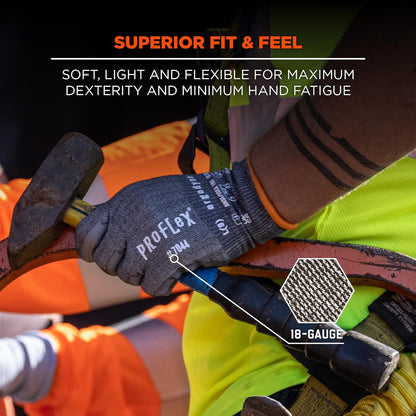 ProFlex 7044 Cut Resistant Work Gloves, ANSI A4, PU Coated Palms for Flexible No Slip Grip. Superior Fit and Feel