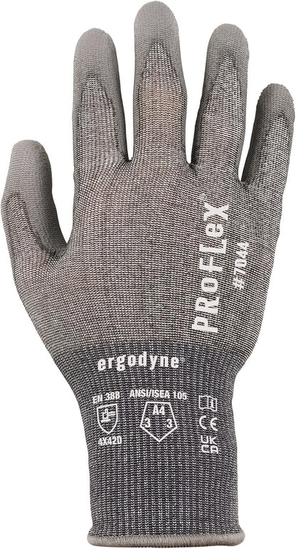 ProFlex 7044 Cut Resistant Work Gloves, ANSI A4, PU Coated Palms for Flexible No Slip Grip. Superior Fit and Feel