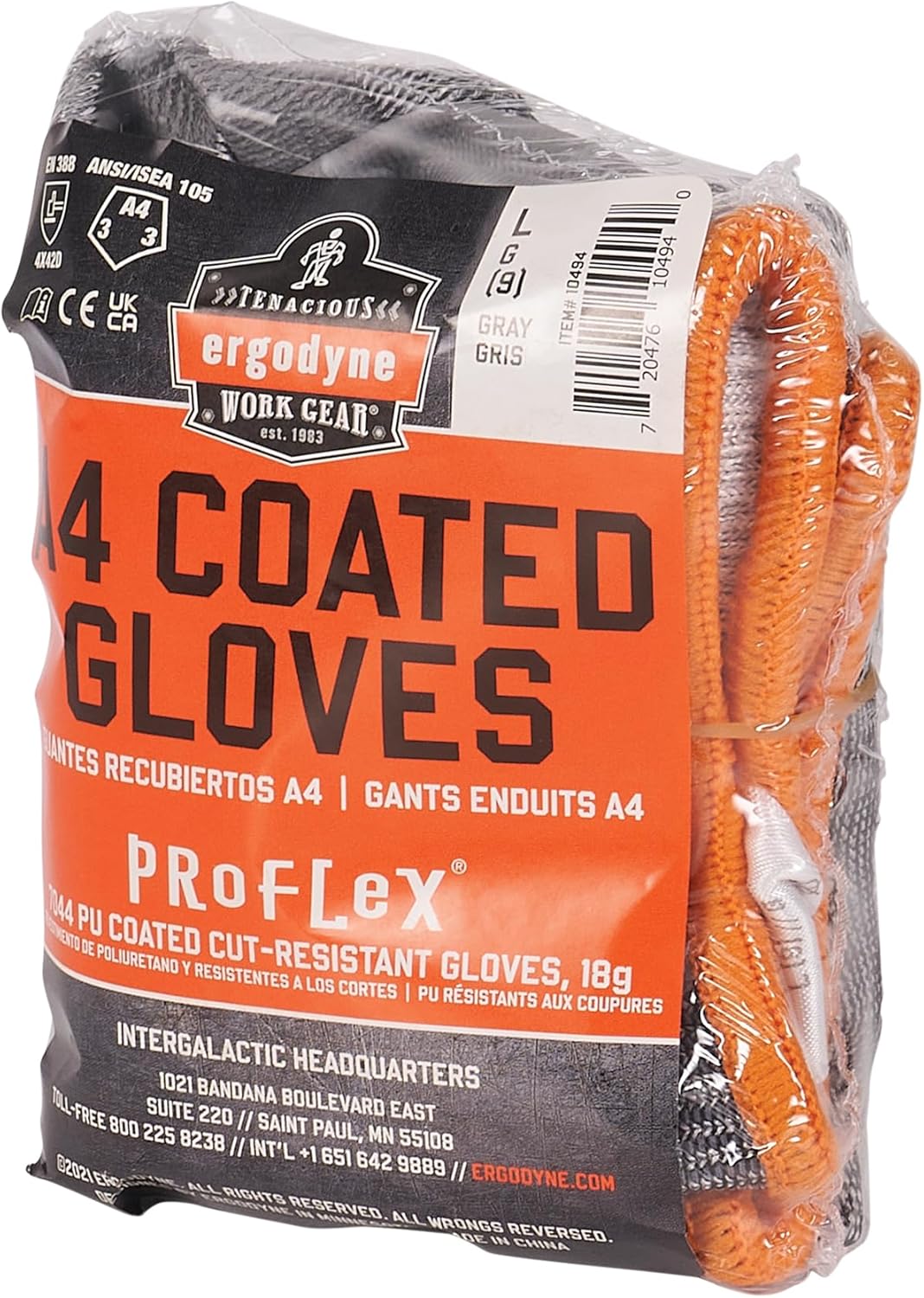 ProFlex 7044 Cut Resistant Work Gloves, ANSI A4, PU Coated Palms for Flexible No Slip Grip. Superior Fit and Feel