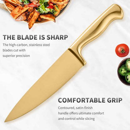 Black Knives Set, 15-Piece Stainless Steel Kitchen Knife Block Sets with Built-In Sharpener, Professional Knife Set with Scissors, Steak Knives