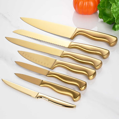 Black Knives Set, 15-Piece Stainless Steel Kitchen Knife Block Sets with Built-In Sharpener, Professional Knife Set with Scissors, Steak Knives