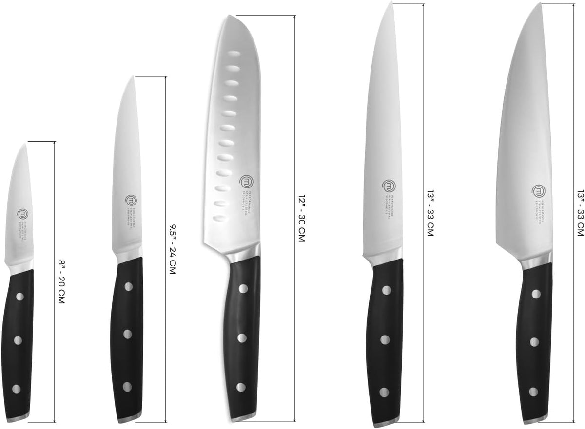 Chef Knife Set with Bag, Knife Roll Set with 5 Professional Quality Kitchen Knives for Precision Home Cooking, High Carbon Stainless Steel Blades & Triple Riveted Handles
