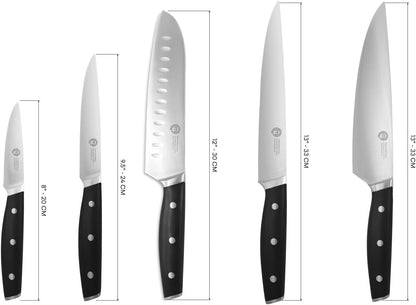 Chef Knife Set with Bag, Knife Roll Set with 5 Professional Quality Kitchen Knives for Precision Home Cooking, High Carbon Stainless Steel Blades & Triple Riveted Handles