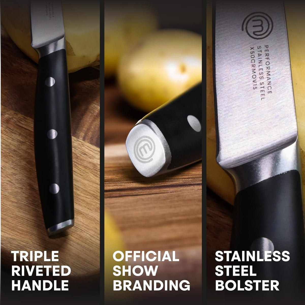 Chef Knife Set with Bag, Knife Roll Set with 5 Professional Quality Kitchen Knives for Precision Home Cooking, High Carbon Stainless Steel Blades & Triple Riveted Handles