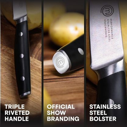 Chef Knife Set with Bag, Knife Roll Set with 5 Professional Quality Kitchen Knives for Precision Home Cooking, High Carbon Stainless Steel Blades & Triple Riveted Handles