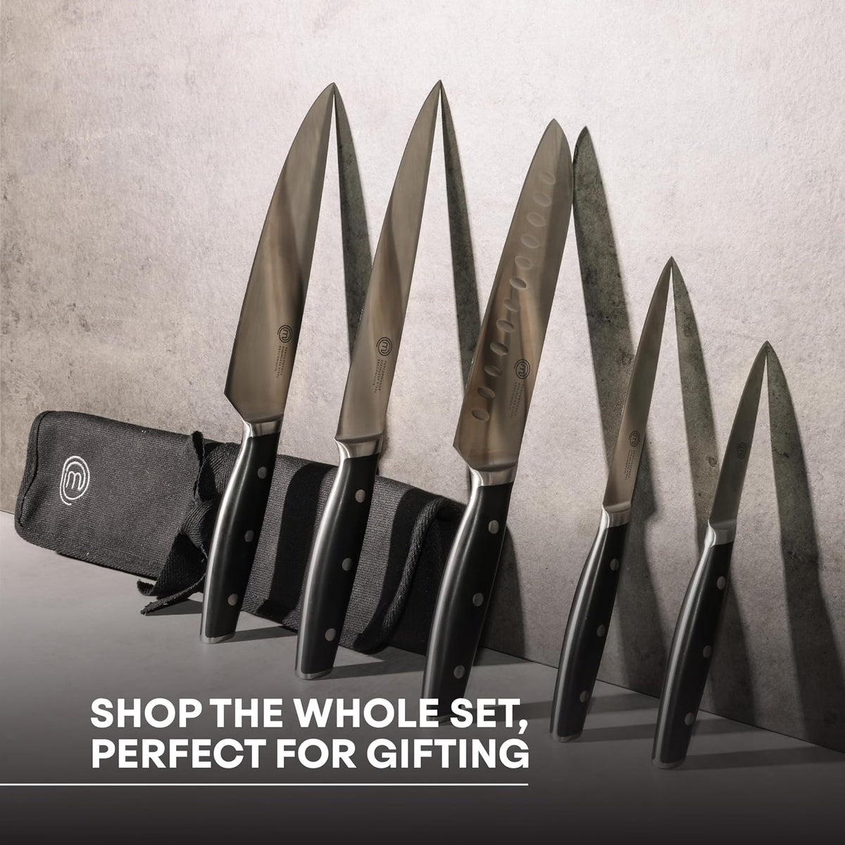 Chef Knife Set with Bag, Knife Roll Set with 5 Professional Quality Kitchen Knives for Precision Home Cooking, High Carbon Stainless Steel Blades & Triple Riveted Handles