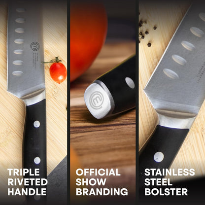 Chef Knife Set with Bag, Knife Roll Set with 5 Professional Quality Kitchen Knives for Precision Home Cooking, High Carbon Stainless Steel Blades & Triple Riveted Handles