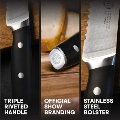 Chef Knife Set with Bag, Knife Roll Set with 5 Professional Quality Kitchen Knives for Precision Home Cooking, High Carbon Stainless Steel Blades & Triple Riveted Handles