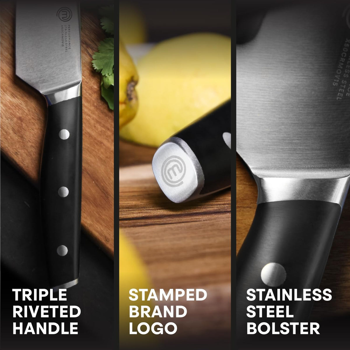 Chef Knife Set with Bag, Knife Roll Set with 5 Professional Quality Kitchen Knives for Precision Home Cooking, High Carbon Stainless Steel Blades & Triple Riveted Handles