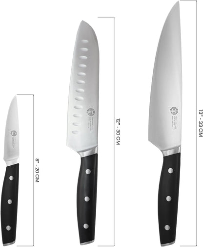 Chef Knife Set with Bag, Knife Roll Set with 5 Professional Quality Kitchen Knives for Precision Home Cooking, High Carbon Stainless Steel Blades & Triple Riveted Handles