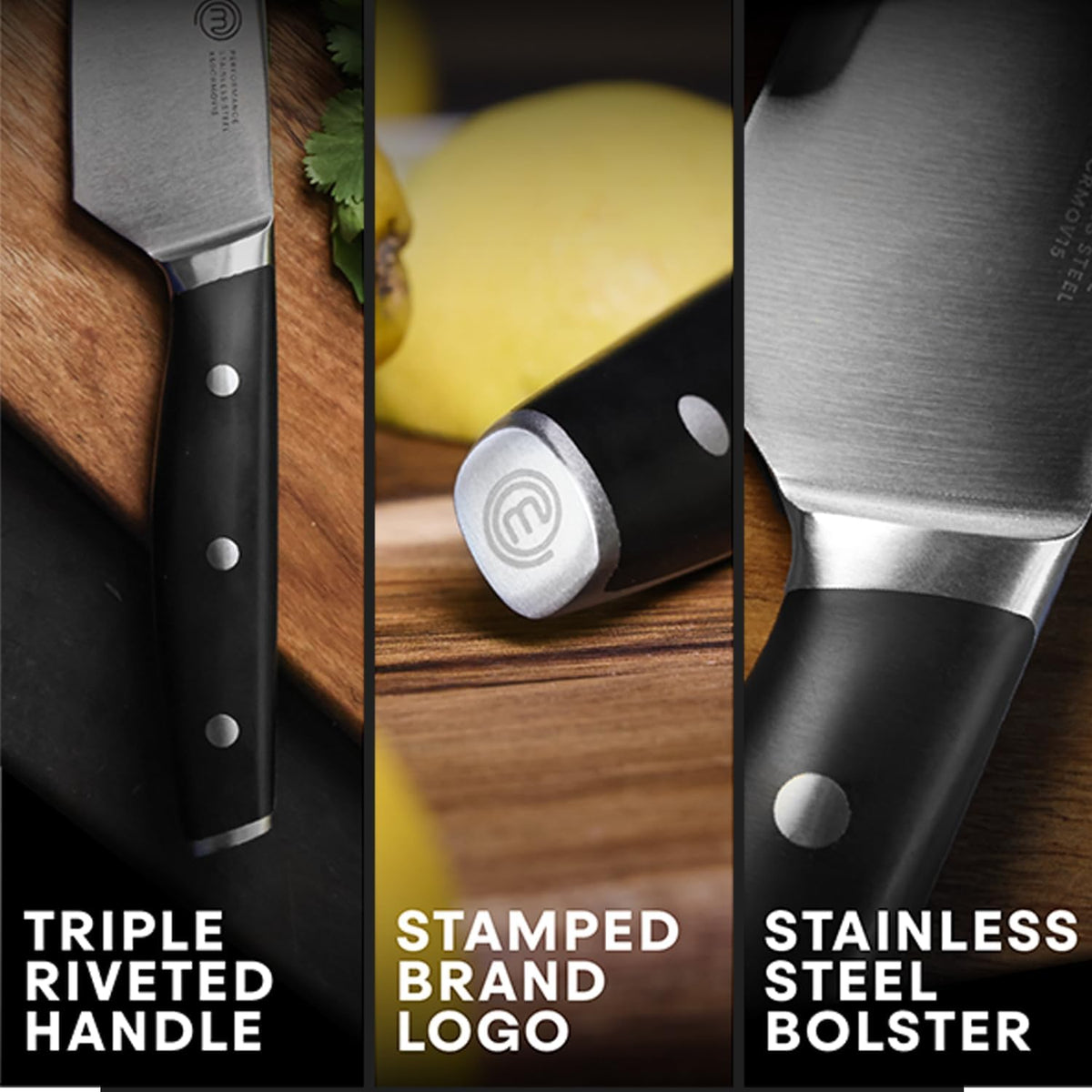 Chef Knife Set with Bag, Knife Roll Set with 5 Professional Quality Kitchen Knives for Precision Home Cooking, High Carbon Stainless Steel Blades & Triple Riveted Handles