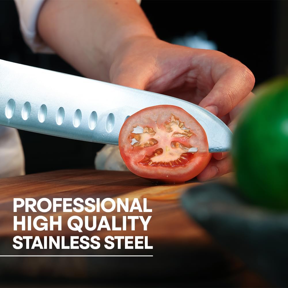 Chef Knife Set with Bag, Knife Roll Set with 5 Professional Quality Kitchen Knives for Precision Home Cooking, High Carbon Stainless Steel Blades & Triple Riveted Handles