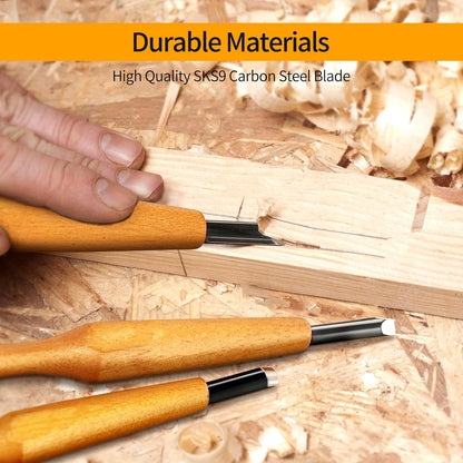 Wood Carving Tools Set - 20 Pcs Wood Carving Knife Set Beginner Whittling Kit with Canvas Case for Adults Children, Carving DIY Wood Carving Kit - Perfect for Beginners and Experts