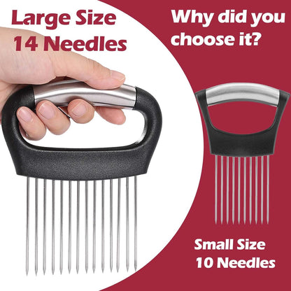 Large Onion Holder for Slicing, 304 Stainless Steel Large Onion Cutter Vegetable Chopper,Tomato Slicer for Potato, Practical Meat Tenderizer Tool, Kitchen Food Slicer Guide for Neat Slicing