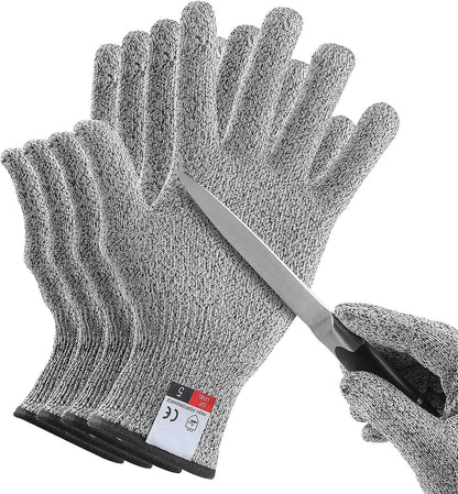 4 PCS (M+L) Cut Resistant Gloves Level 5 Protection for Kitchen, Upgrade Safety Anti Cutting Gloves for Meat Cutting, Wood Carving, Mandolin Slicing and More(Large+Medium)