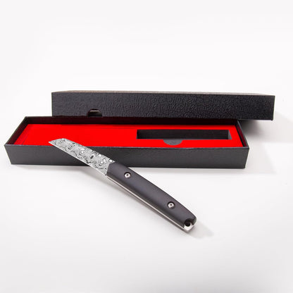 Paring knives Stainless Steel 3.2 Inch Utility Knife Full Tang Fruit Vegetable Cutting Carving Kitchen Knife with Leather Case (A)