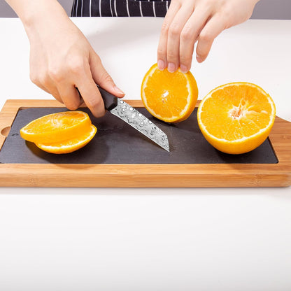 Paring knives Stainless Steel 3.2 Inch Utility Knife Full Tang Fruit Vegetable Cutting Carving Kitchen Knife with Leather Case (A)