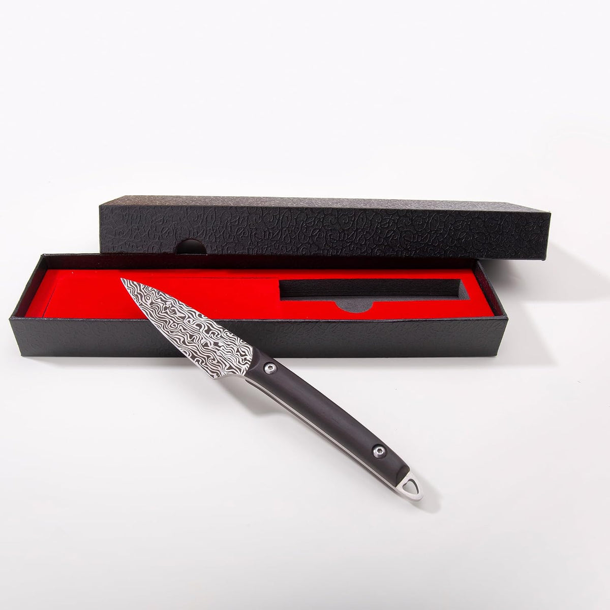 Paring knives Stainless Steel 3.2 Inch Utility Knife Full Tang Fruit Vegetable Cutting Carving Kitchen Knife with Leather Case (A)