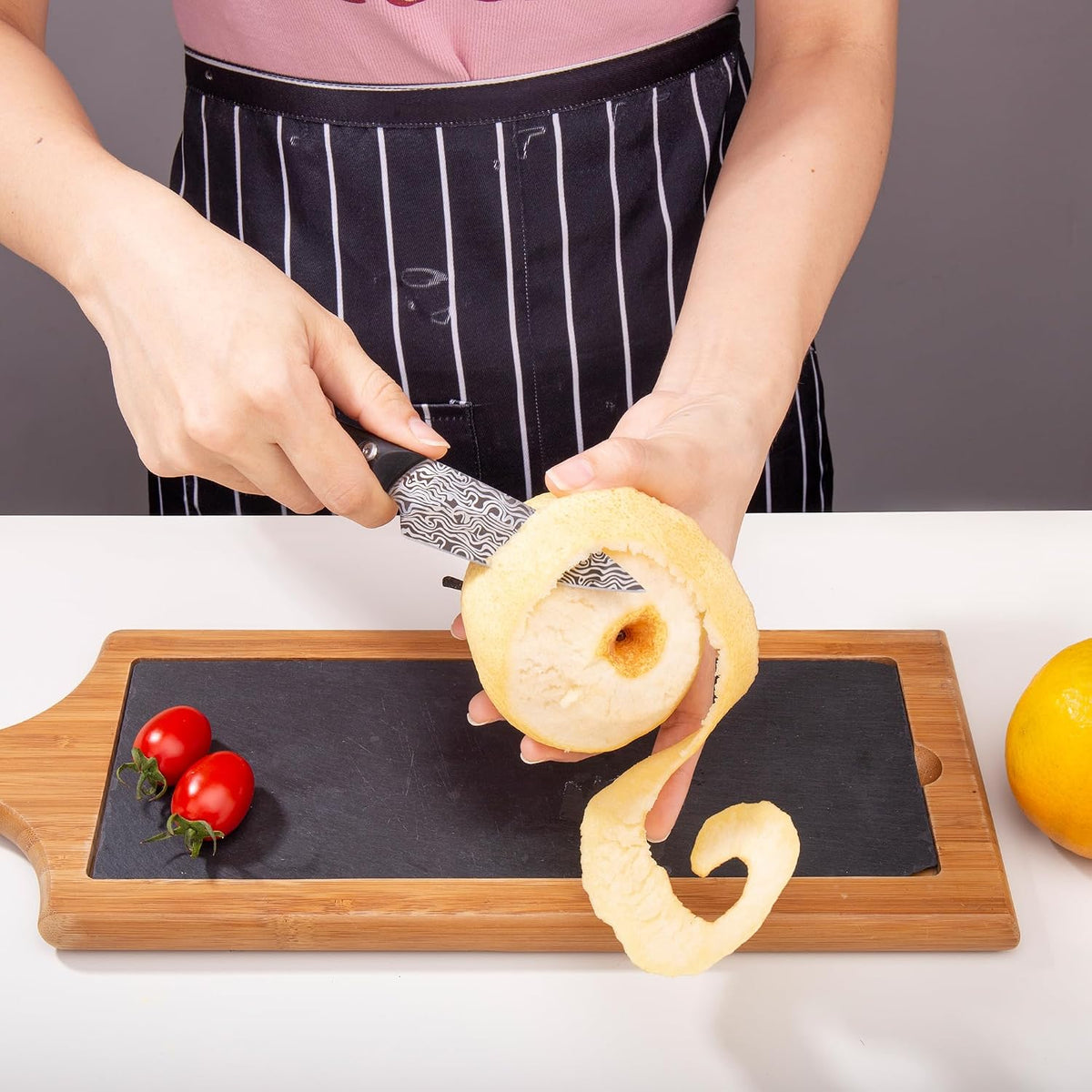 Paring knives Stainless Steel 3.2 Inch Utility Knife Full Tang Fruit Vegetable Cutting Carving Kitchen Knife with Leather Case (A)