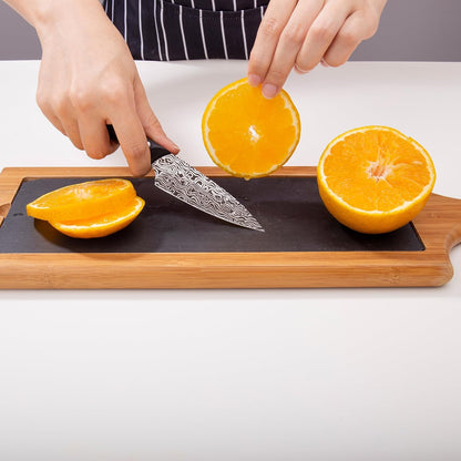 Paring knives Stainless Steel 3.2 Inch Utility Knife Full Tang Fruit Vegetable Cutting Carving Kitchen Knife with Leather Case (A)