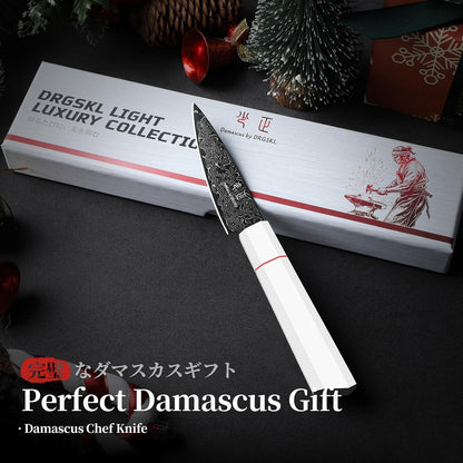 DRGSKL Damascus Fillet Knife 7 Inch - VG10 Razor Sharp Slicing Knife
