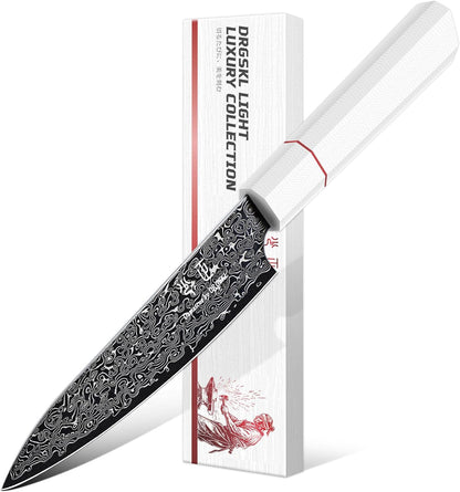 DRGSKL Damascus Fillet Knife 7 Inch - VG10 Razor Sharp Slicing Knife