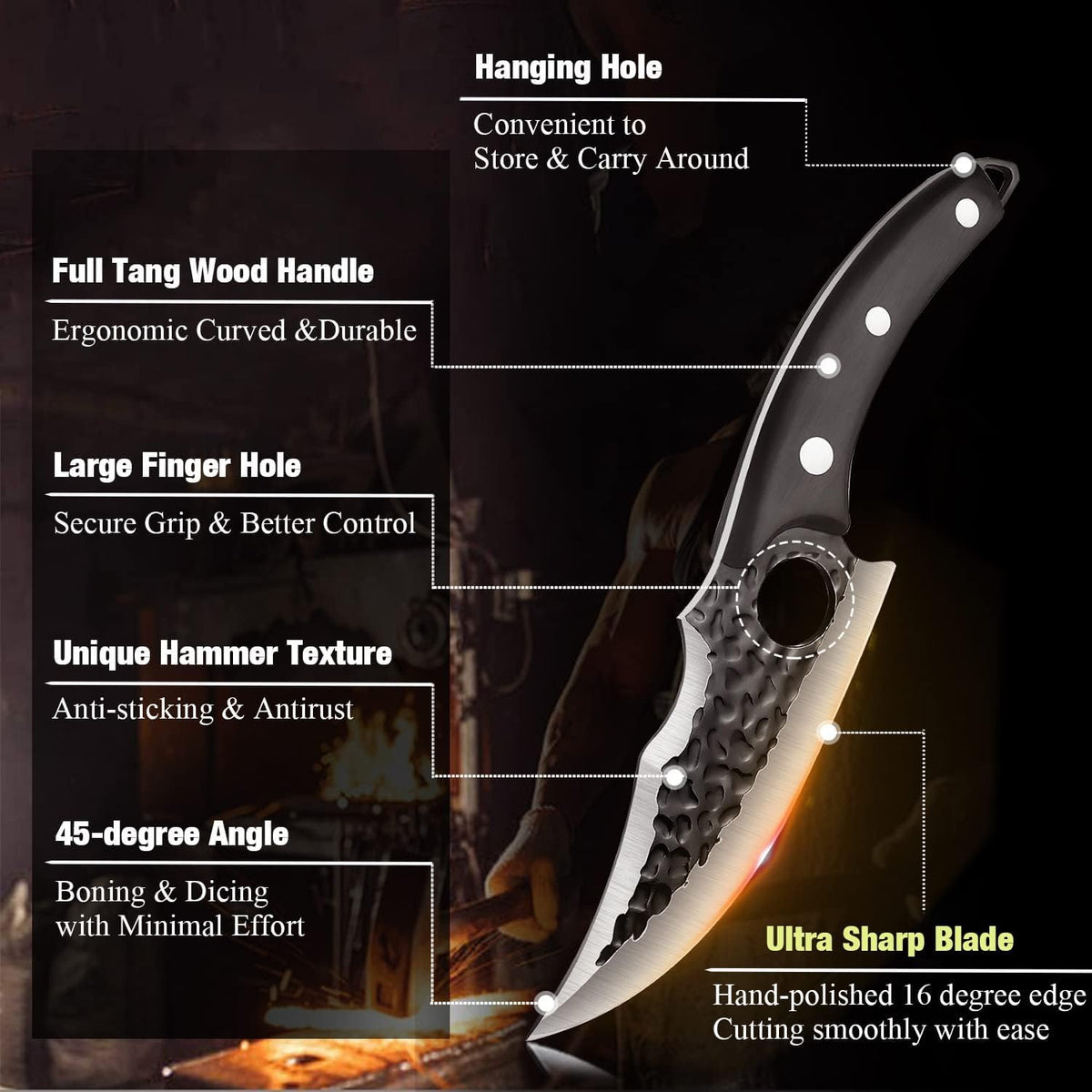 DRGSKL Damascus Fillet Knife 7 Inch - VG10 Razor Sharp Slicing Knife
