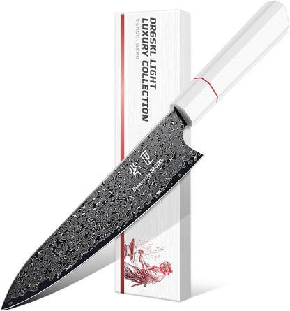 DRGSKL Damascus Fillet Knife 7 Inch - VG10 Razor Sharp Slicing Knife