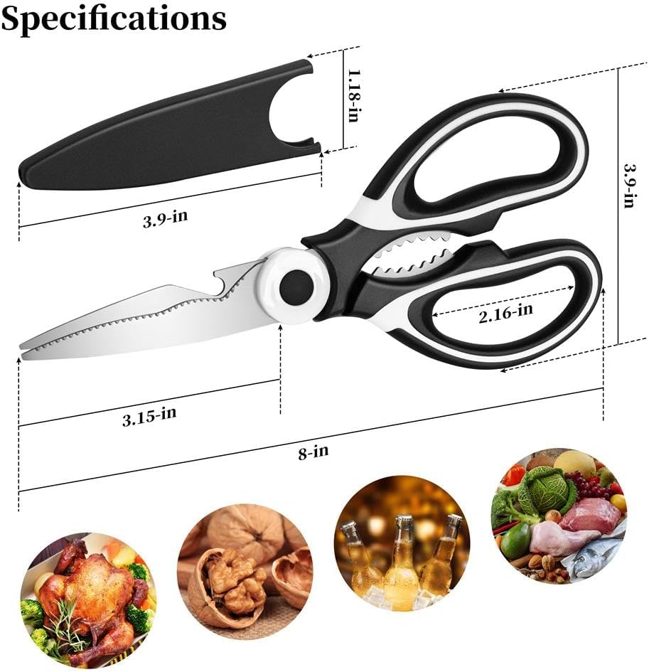 Kitchen Shears - Kitchen Scissors Heavy Duty Stainless Steel Food Shears for Cutting Meat, Fish, Poultry Shears Multipurpose Utility Scissors