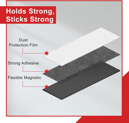 Magnetic Strips with Adhesive Backing,20 Pack Strong Self Sticky Back Magnet Tapes - 3" x 0.79" (75 x 20 x 2 mm), Flexible Durable Stick on Magnets for Fridge, DIY, Crafts, Teacher, Photo