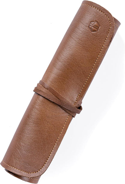 Knife Roll Bag Genuine Leather – Chef`s knife bag 7 slots/for up to 11" knives – Leather Knife Case Steve (brown)