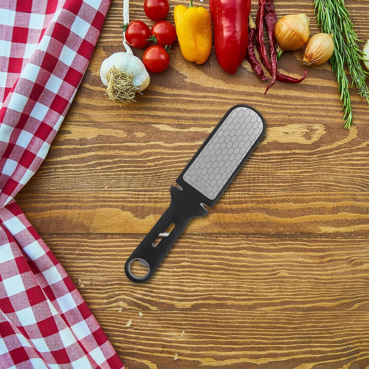Stainless Steel Sharpening Stone Multifunctional Portable Whetstone Holder Quick Knife Sharpener for Home Kitchen Black