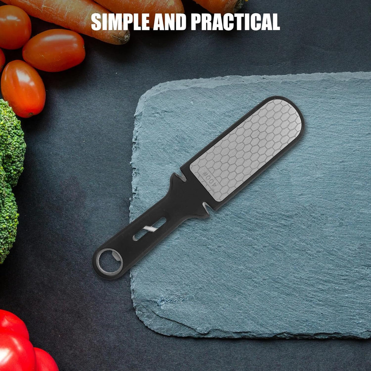 Stainless Steel Sharpening Stone Multifunctional Portable Whetstone Holder Quick Knife Sharpener for Home Kitchen Black