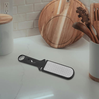 Stainless Steel Sharpening Stone Multifunctional Portable Whetstone Holder Quick Knife Sharpener for Home Kitchen Black