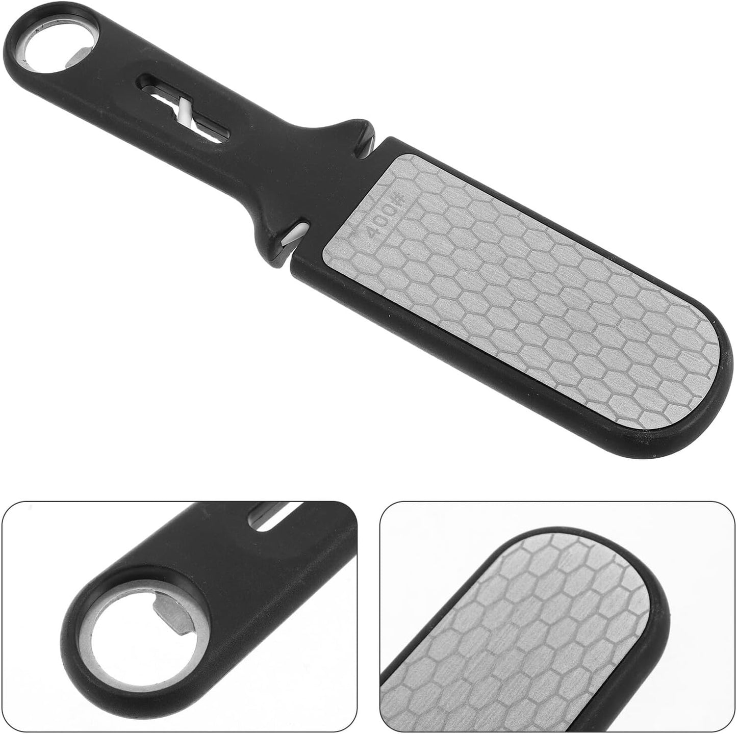 Stainless Steel Sharpening Stone Multifunctional Portable Whetstone Holder Quick Knife Sharpener for Home Kitchen Black