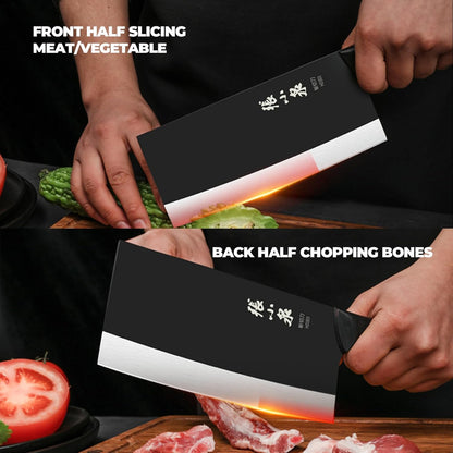 Chinese Meat Cleaver 7.3”, Sharp Chinese Vegetable Cleaver Made of High Carbon Stainless Steel, Chopper Knife for Meat Vegetable Fish and Poultry