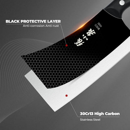 Chinese Meat Cleaver 7.3”, Sharp Chinese Vegetable Cleaver Made of High Carbon Stainless Steel, Chopper Knife for Meat Vegetable Fish and Poultry