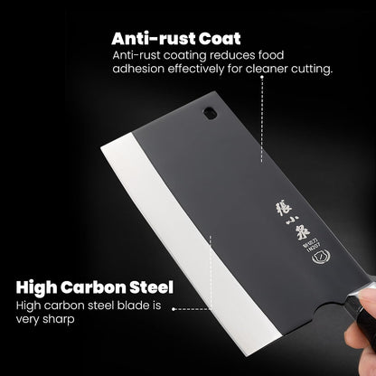 Chinese Meat Cleaver 7.3”, Sharp Chinese Vegetable Cleaver Made of High Carbon Stainless Steel, Chopper Knife for Meat Vegetable Fish and Poultry