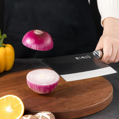 Chinese Meat Cleaver 7.3”, Sharp Chinese Vegetable Cleaver Made of High Carbon Stainless Steel, Chopper Knife for Meat Vegetable Fish and Poultry