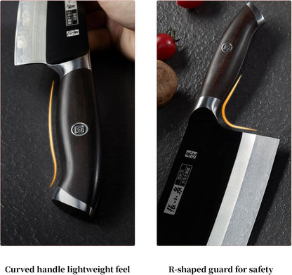 Chinese Meat Cleaver 7.3”, Sharp Chinese Vegetable Cleaver Made of High Carbon Stainless Steel, Chopper Knife for Meat Vegetable Fish and Poultry