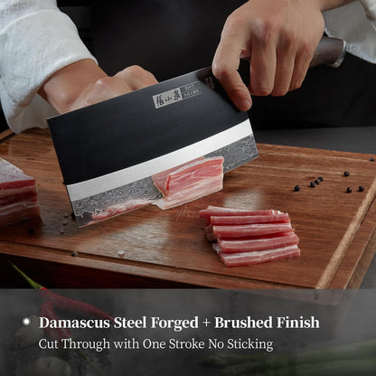 Chinese Meat Cleaver 7.3”, Sharp Chinese Vegetable Cleaver Made of High Carbon Stainless Steel, Chopper Knife for Meat Vegetable Fish and Poultry