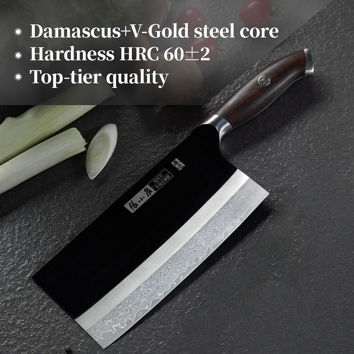 Chinese Meat Cleaver 7.3”, Sharp Chinese Vegetable Cleaver Made of High Carbon Stainless Steel, Chopper Knife for Meat Vegetable Fish and Poultry