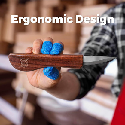 3-pc Beginner Wood Carving Kit for Whittling and Spoon Carving | All in one craft kit with roughout, hook & detail whittling knife, basswood blanks, strop, fun project tutorials included.