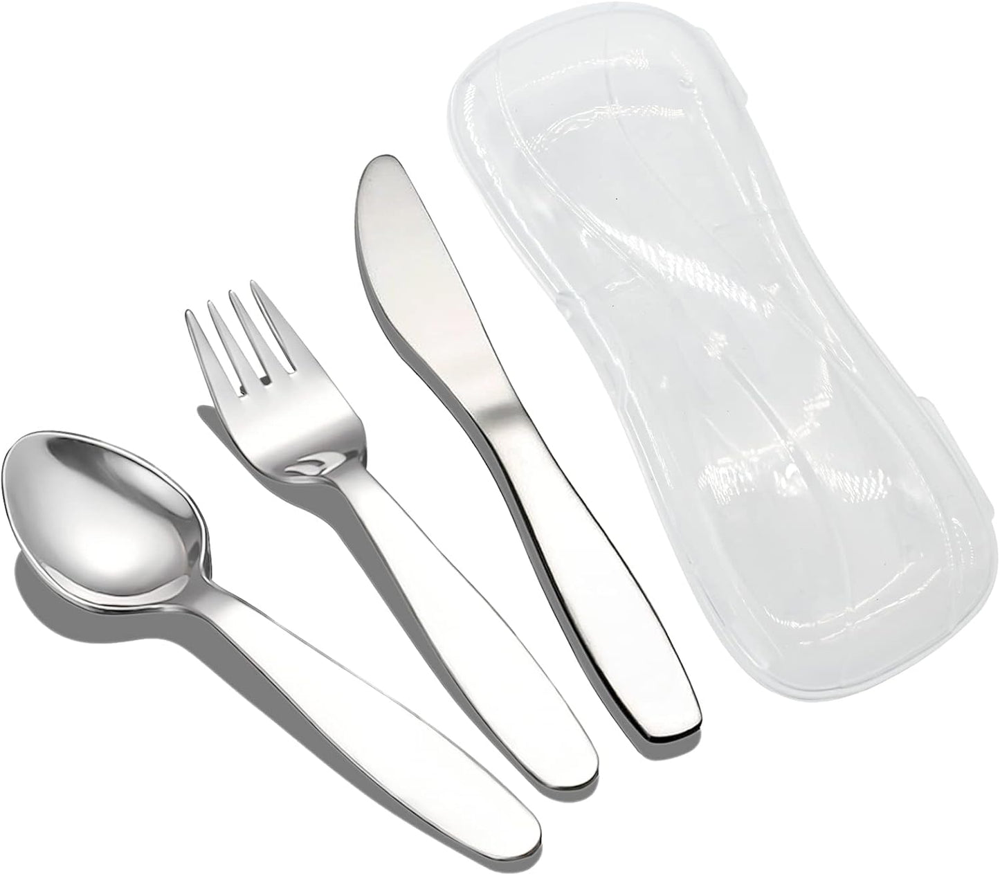 3 Pieces Children Fork Spoon Knife Set with Travel Case for Lunch Box, 18/8 Stainless Steel Kids Silverware Flatware Set Kids Utensil Set for Picnic (Fork Spoon Knife)