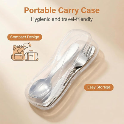 3 Pieces Children Fork Spoon Knife Set with Travel Case for Lunch Box, 18/8 Stainless Steel Kids Silverware Flatware Set Kids Utensil Set for Picnic (Fork Spoon Knife)