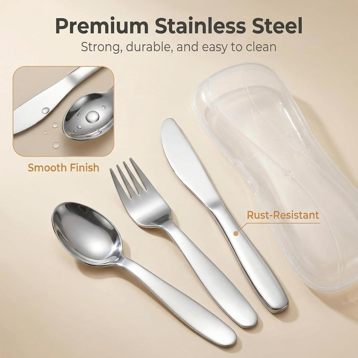 3 Pieces Children Fork Spoon Knife Set with Travel Case for Lunch Box, 18/8 Stainless Steel Kids Silverware Flatware Set Kids Utensil Set for Picnic (Fork Spoon Knife)